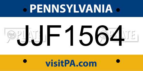 JJF1564 Pennsylvania License Plate