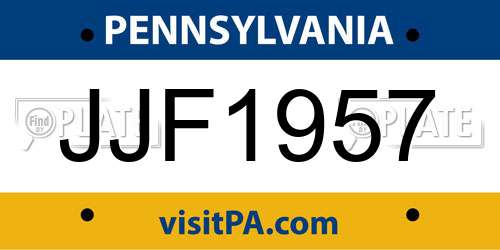 JJF1957 Pennsylvania License Plate