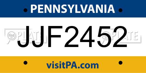 JJF2452 Pennsylvania License Plate