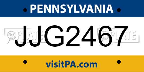 JJG2467 Pennsylvania License Plate