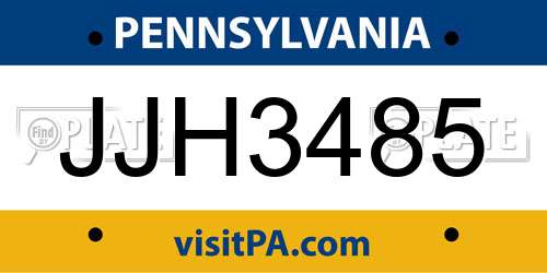 JJH3485 Pennsylvania License Plate