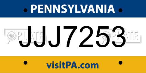 JJJ7253 Pennsylvania License Plate