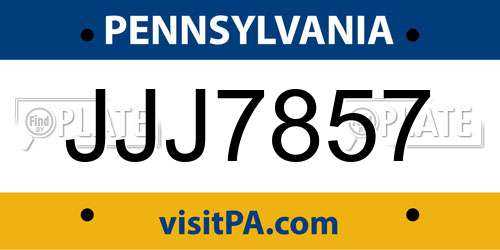 JJJ7857 Pennsylvania License Plate