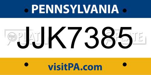 JJK7385 Pennsylvania License Plate