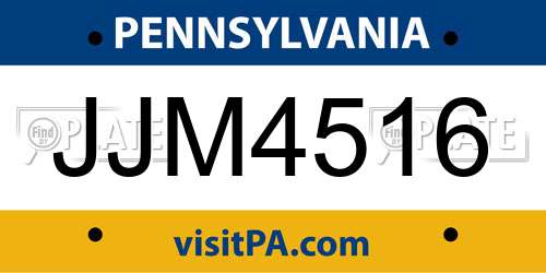 JJM4516 Pennsylvania License Plate