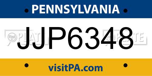 JJP6348 Pennsylvania License Plate