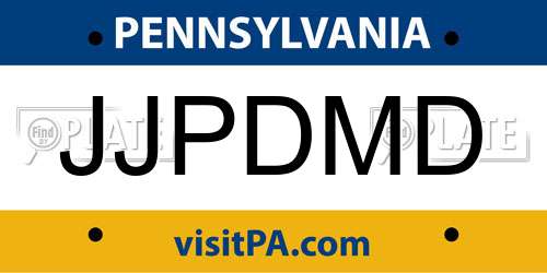 JJPDMD Pennsylvania License Plate