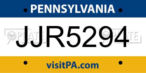 JJR5294 Pennsylvania License Plate