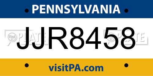 JJR8458 Pennsylvania License Plate