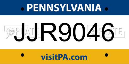 JJR9046 Pennsylvania License Plate