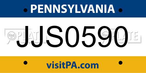 JJS0590 Pennsylvania License Plate