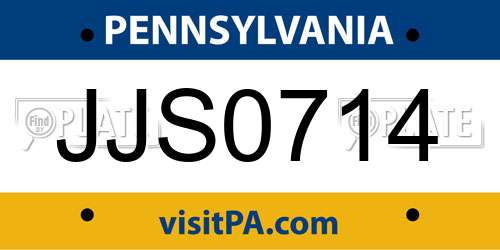 JJS0714 Pennsylvania License Plate