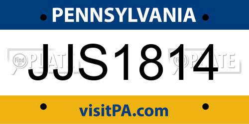 JJS1814 Pennsylvania License Plate
