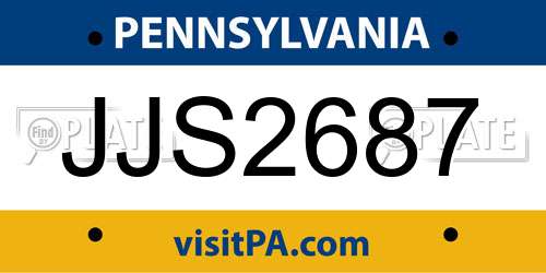 JJS2687 Pennsylvania License Plate