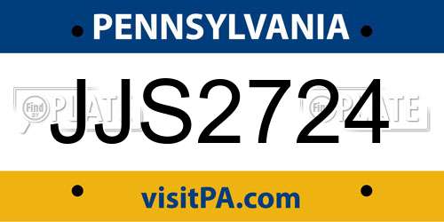 JJS2724 Pennsylvania License Plate