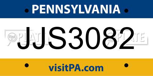 JJS3082 Pennsylvania License Plate