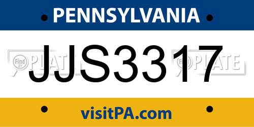 JJS3317 Pennsylvania License Plate