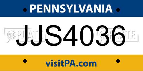 JJS4036 Pennsylvania License Plate