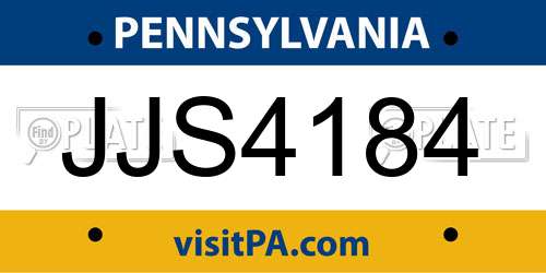 JJS4184 Pennsylvania License Plate