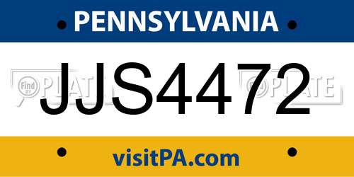 JJS4472 Pennsylvania License Plate