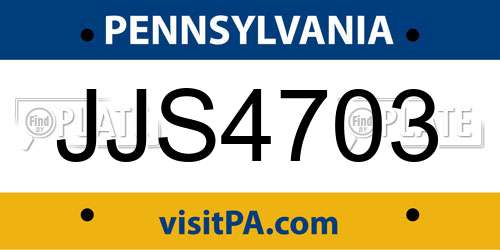 JJS4703 Pennsylvania License Plate
