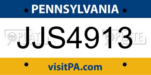 JJS4913 Pennsylvania License Plate