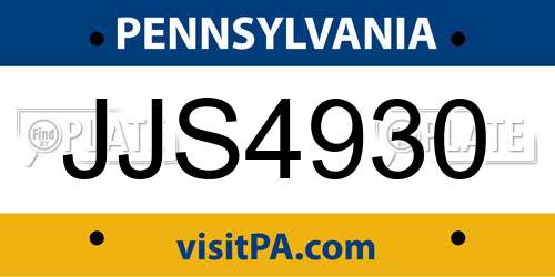 JJS4930 Pennsylvania License Plate