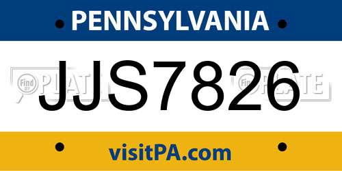 JJS7826 Pennsylvania License Plate