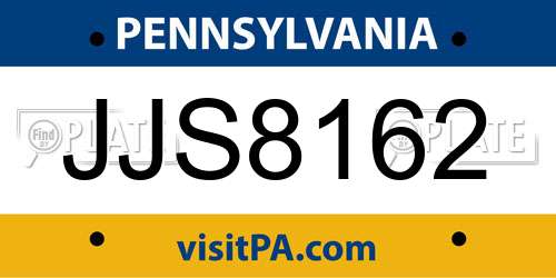 JJS8162 Pennsylvania License Plate