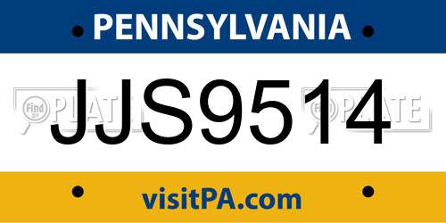 JJS9514 Pennsylvania License Plate