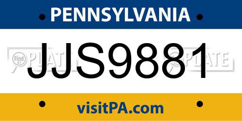 JJS9881 Pennsylvania License Plate