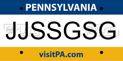 JJSSGSG Pennsylvania License Plate