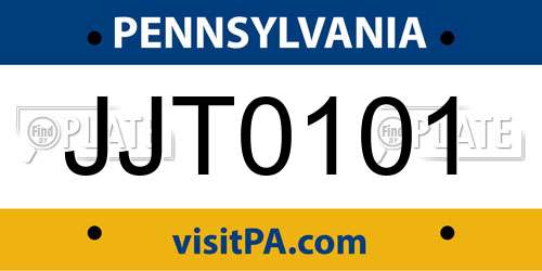 JJT0101 Pennsylvania License Plate