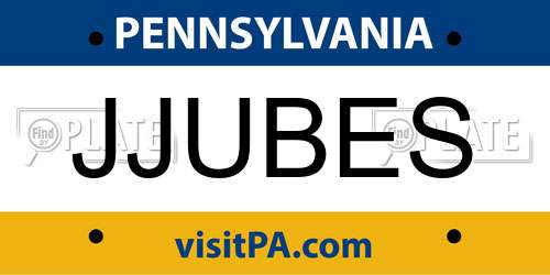 JJUBES Pennsylvania License Plate