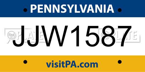 JJW1587 Pennsylvania License Plate