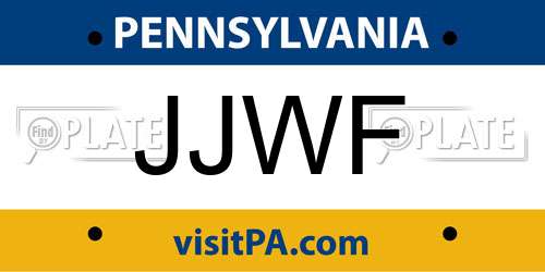 JJWF Pennsylvania License Plate