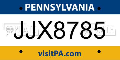 JJX8785 Pennsylvania License Plate