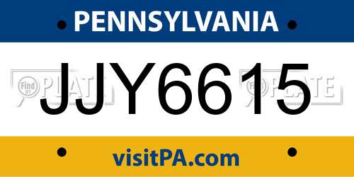 JJY6615 Pennsylvania License Plate