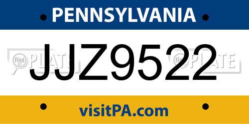 JJZ9522 Pennsylvania License Plate
