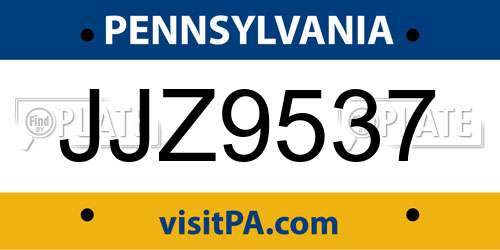 JJZ9537 Pennsylvania License Plate