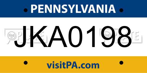 JKA0198 Pennsylvania License Plate