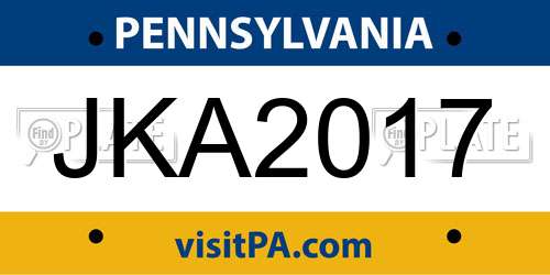 JKA2017 Pennsylvania License Plate