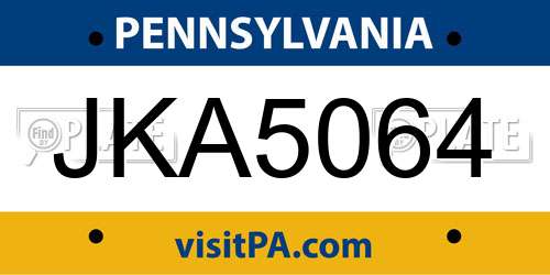 JKA5064 Pennsylvania License Plate