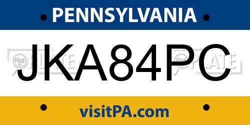JKA84PC Pennsylvania License Plate