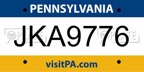 JKA9776 Pennsylvania License Plate
