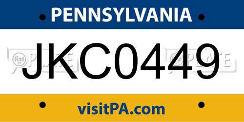 JKC0449 Pennsylvania License Plate