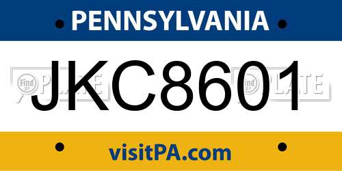 JKC8601 Pennsylvania License Plate