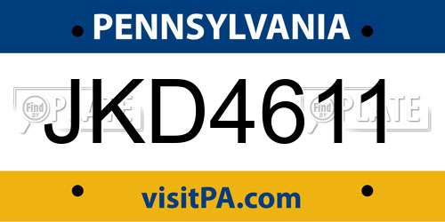 JKD4611 Pennsylvania License Plate