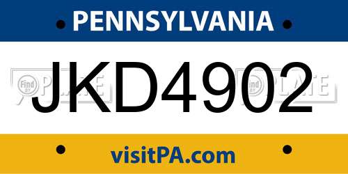 JKD4902 Pennsylvania License Plate