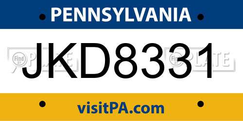 JKD8331 Pennsylvania License Plate